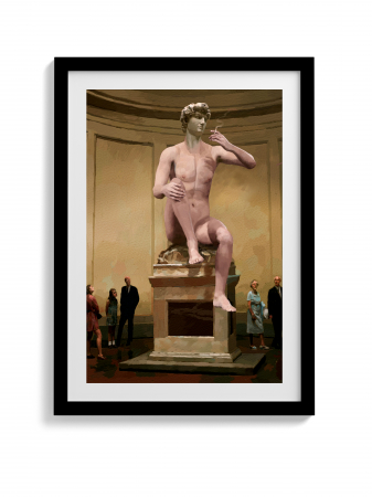 Tablou canvas modern, statuie David în nuanțe de crem pentru birou [2]
