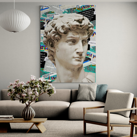 Tablouri cu Celebritati - Portret modern și stilizat al statuii lui David pe canvas