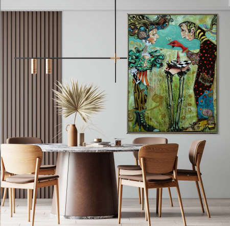 Tablouri Moderne - Tablou canvas, modern, Sah, multicolor, pentru birou, 50 x 70 cm