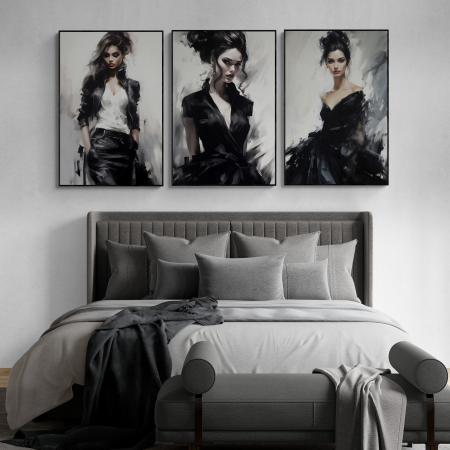 Tablouri Portrete Abstracte - Tablou canvas, modern, silueta femeie fashionin, elegant, stil abstract, pentru dormitor