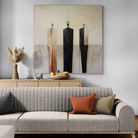 Tablouri Portrete Abstracte - Tablou canvas, modern, silueta femeie, fashionin, stil abstract, nuante de crem pentru hotel