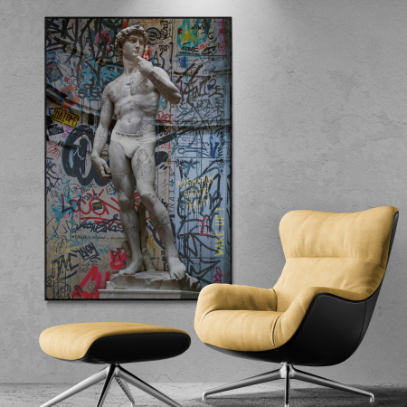 Tablou canvas modern cu statuie David în stil colaj color [1]