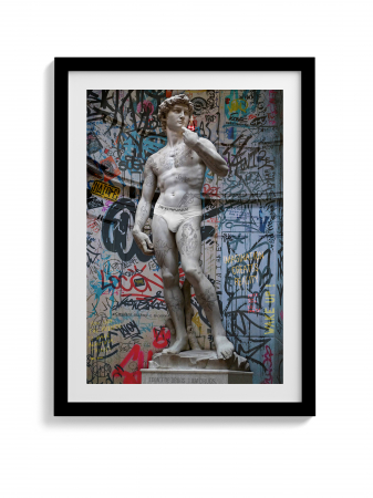 Tablou canvas modern cu statuie David în stil colaj color [2]