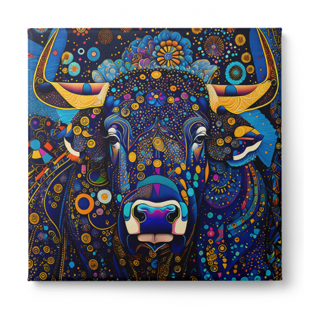 Tablouri Animale si Pasari - Tablou canvas modern, taur multicolor , multicolor pentru living