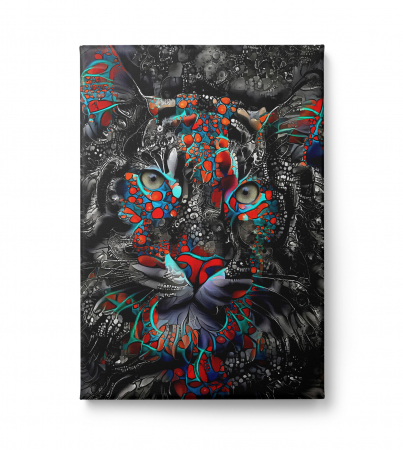Tablouri Animale si Pasari - Tablou canvas modern, tigru, negru, rosu,  pentru dormitor
