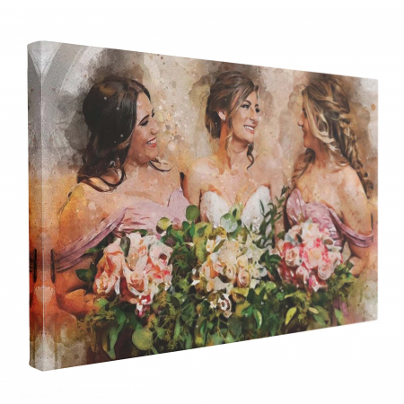 Tablou canvas personalizat portret de grup – stil acuarelă elegant [6]