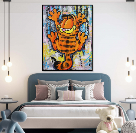 Tablouri Moderne - Tablou canvas, portret, Garfield, multicolor, pentru dormitor, 50 x 70 cm