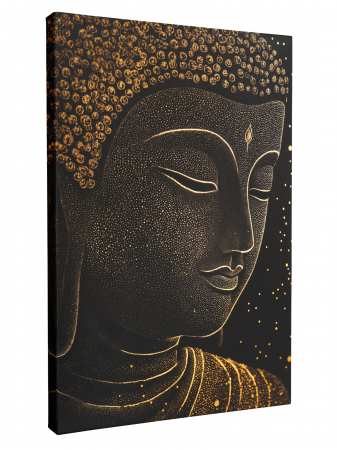 Tablou Canvas Buddha Auriu pe Negru [1]
