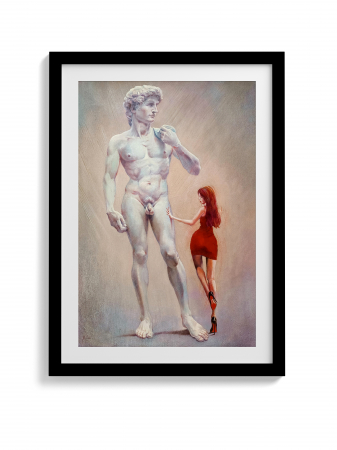 Tablou canvas abstract modern cu Statuie David pentru holuri și showroom-uri. [2]