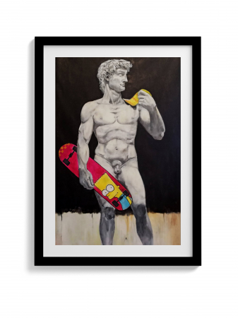 Tablou canvas abstract modern cu Statuie David pentru holuri și showroom-uri. [1]