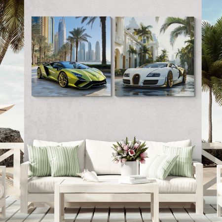 Tablouri cu Masini - Set de tablouri canvas ilustrând super mașini