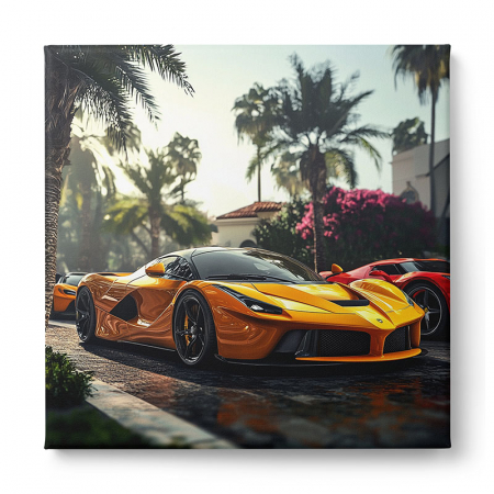 Set de tablouri canvas mașini spectaculoase, integrate într-un cadru exotic [1]