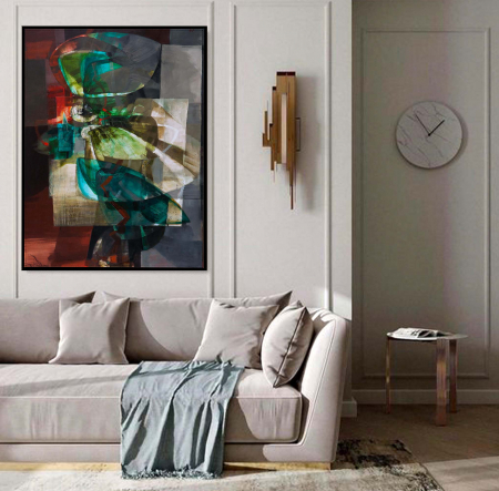 Wassily Kandinsky - Tablou abstract modern Intaglio în roșu și verde pentru hotel
