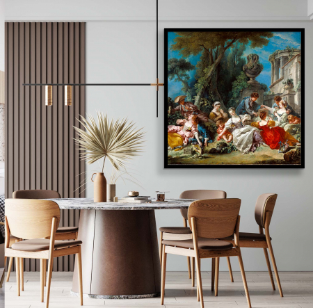 Lucrari celebre - Tablou modern abstract, Bird Catchers, Boucher François, pentru restaurant.