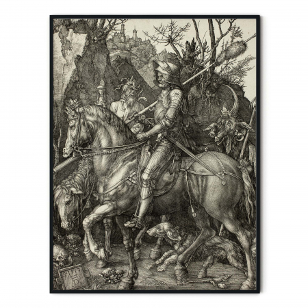 Tablou decorativ, Intaglio, alb negru, Clasic, print pe hartie foto Fine Art, Knight Death and the Devil de Albrecht Durer [1]