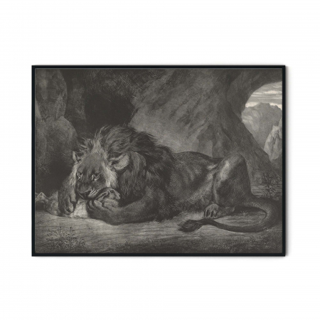 Tablou decorativ, Intaglio, alb negru, Clasic, print pe hartie foto Fine Art, Lion of the Atlas Mountains de Eugène Delacroix [2]