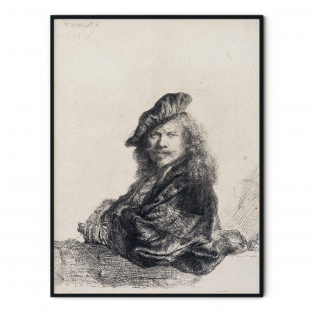 Tablou decorativ, Intaglio, alb negru, Clasic, print pe hartie foto Fine Art, Self Portrait de Rembrandt [2]
