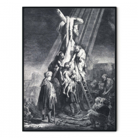 Tablou decorativ, Intaglio, alb negru, Clasic, print pe hartie foto Fine Art, The Descent from the Cross de Rembrandt [2]