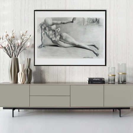 Litografii si Gravuri - Lucrari celebre - Tablou decorativ, Intaglio, alb negru, Modern, print pe hartie foto Fine Art, City of Drawers de Salvador Dalí