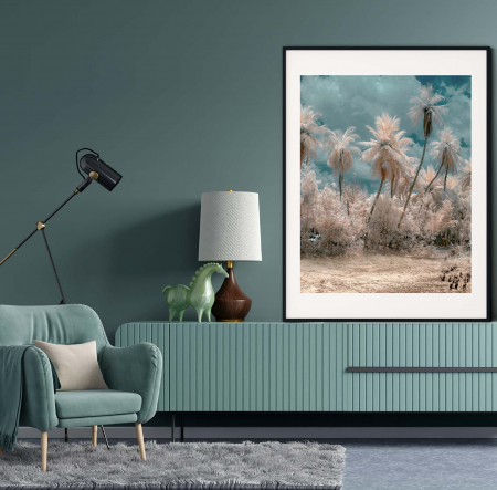 Tablouri cu Flori - Tablou decorativ, Intaglio, Modern, color, Palmieri, print pe hartie foto Fine Art, neinramat, pentru living, dormitor