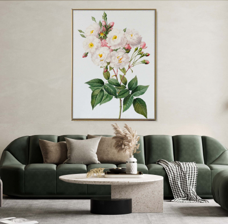 Tablouri cu Flori - Tablou decorativ, Intaglio, Modern, color, Buchet cu trandafiri albi, print pe hartie foto Fine Art, neinramat, pentru living
