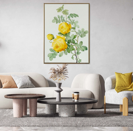 Tablouri cu Flori - Tablou decorativ, Intaglio, Modern, color, Buchet cu trandafiri galbeni, print pe hartie foto Fine Art, neinramat, pentru living