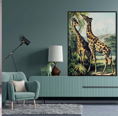 Tablouri Animale si Pasari - Tablou abstract modern cu girafe în junglă, neînrămat, print Fine Art.