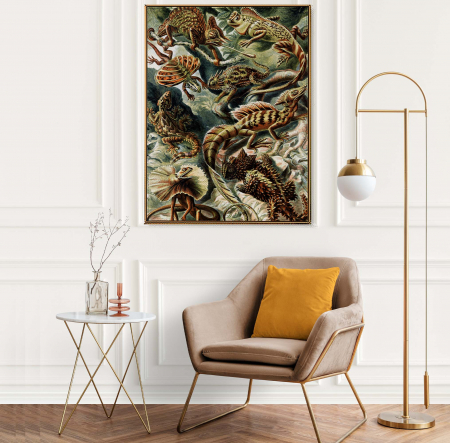 Tablouri Animale si Pasari - Tablou abstract modern Intaglio cu iguane, print Fine Art