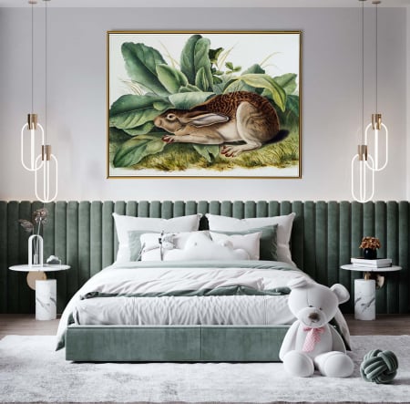 Tablouri Animale si Pasari - Tablou modern cu iepure de câmp pentru copii, culori vibrante, neînrămat.
