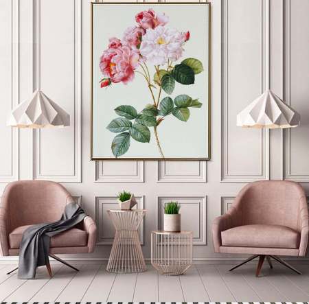 Tablouri cu flori - Tablou modern Intaglio, trandafiri roz, neînrămat