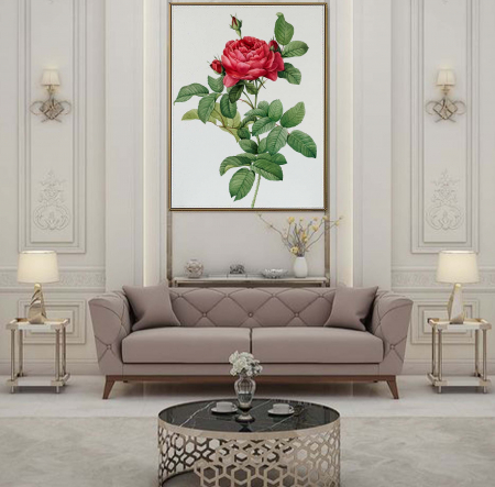 Tablouri cu Flori - Tablou decorativ, Intaglio, Modern, color, Trandafir rosu, print pe hartie foto Fine Art, neinramat, pentru living, bucatarie