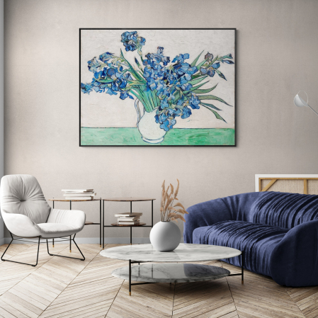 Van Gogh - Tablou decorativ, Intaglio, print pe hartie foto Fine Art, Clasic, color, Irises, Van Gogh, poster cu flori albastre pentru, living, dormitor
