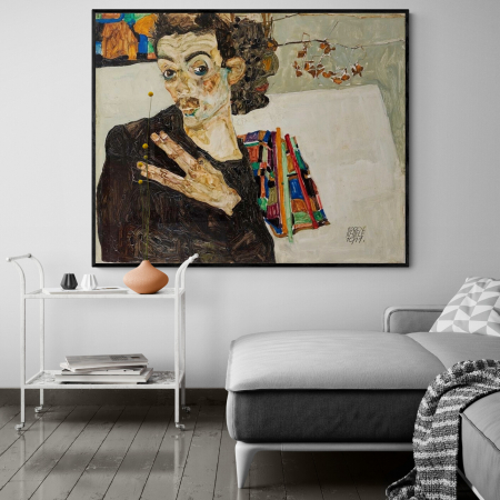 Egon Schiele - Reproducere Egon Schiele Self-Portrait pe hartie Fine Art.