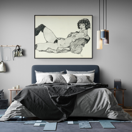 Egon Schiele - Reproducere Egon Schiele în alb și negru, print Fine Art