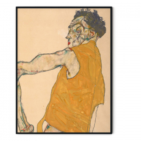 Reproducere tablou Egon Schiele, "Self-Portrait in Yellow Vest" [2]