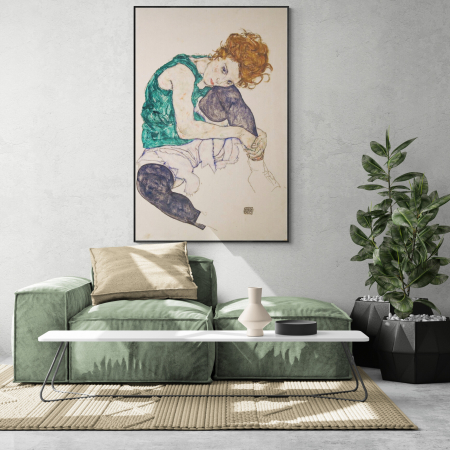 Egon Schiele - Replică tablou Egon Schiele - Seated Woman with Legs Drawn Up