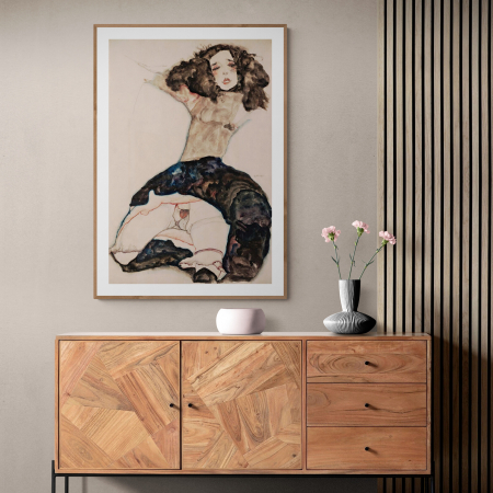 Egon Schiele - Tablou modern - Black-Haired Girl with Lifted Skirt de Egon Schiele