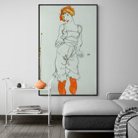 Egon Schiele - Reproducere Egon Schiele, Woman in Underclothes and Stockings, print Fine Art