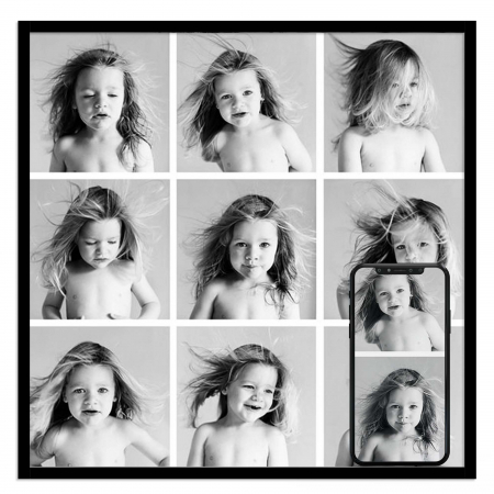 Tablouri personalizate Colaje - Tablou personalizat cu rama, colaj poze cu copilul, Intaglio, alb negru, print pe hartie foto Fine Art