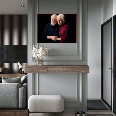 Tablou personalizat cu rama, poza cuplu, in stil pictura in ulei, Intaglio, color, print pe hartie foto Fine Art [2]