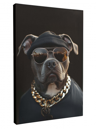 TABLOURI PERSONALIZATE - Tablou personalizat Intaglio, cu Fotografia ta, Cainele tau in stil rapper, modern, cadou pentru frate