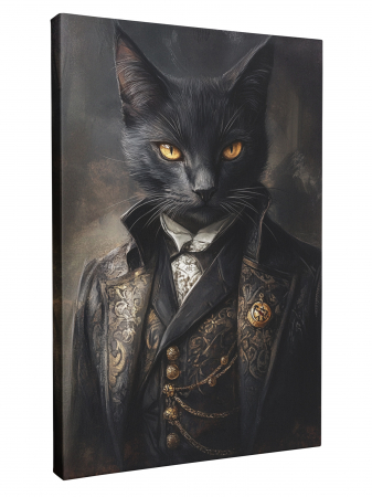 Tablouri personalizate cu Animale - Tablou personalizat Intaglio, cu Fotografia ta, Pisica ta în stil elegant aristocrat, pictură digitală realistă