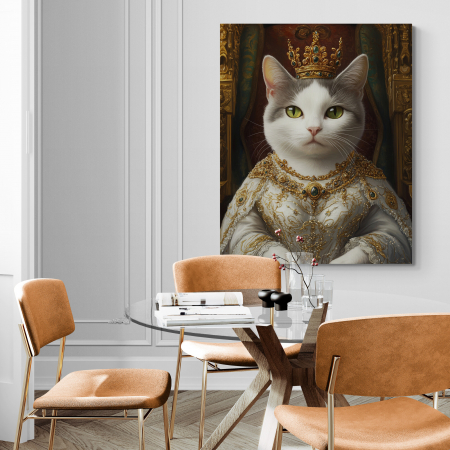 Tablou personalizat Intaglio, cu poza ta, Pisica regina, portret in stil Royal [1]