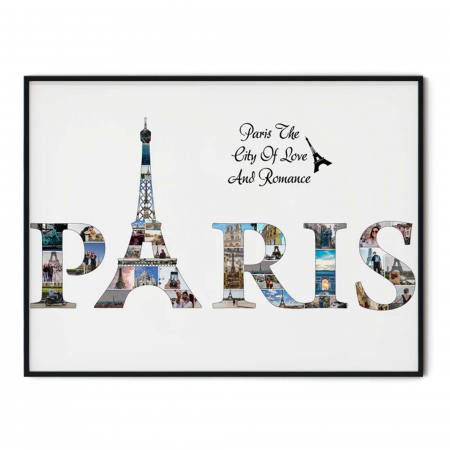 Cadou pentru Valentine's day, Tablou personalizat, Intaglio, cu rama, colaj, Amintiri din vacanta la Paris [4]