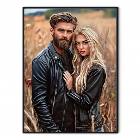 Tablou personalizat Intaglio, Portret de cuplu în stil pictură digitală realistă, creat din fotografia voastră [1]