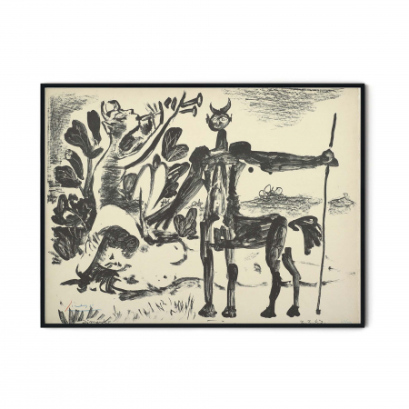 Centaur and Bacchante with Faun de Picasso, tablou abstract modern, alb-negru. [2]