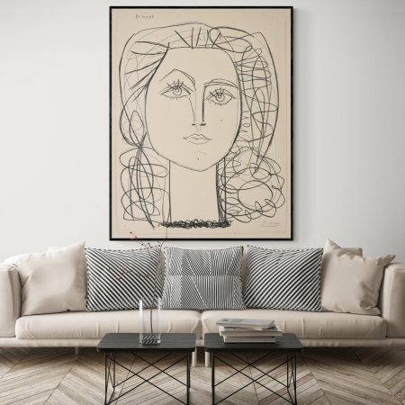 Pablo Picasso - Tablou abstract alb-negru Françoise de Picasso, print Fine Art.