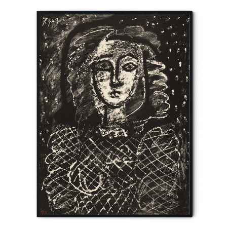 Bust with Star Background, Pablo Picasso, alb-negru, canvas modern. [2]