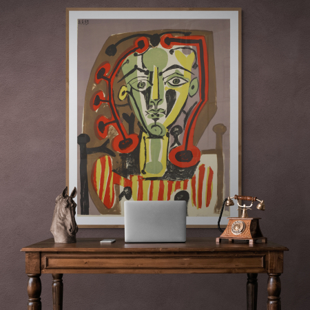 Pablo Picasso - Print Picasso Figure in a Striped Blouse pe hartie Fine Art