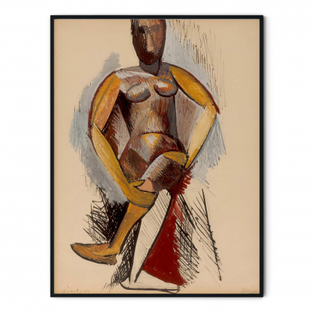 Print modern Seated Female Nude de Picasso pe hartie Fine Art [2]